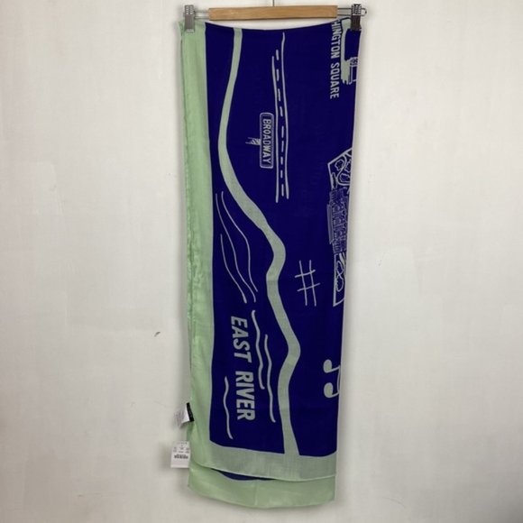 NWT J.Crew Factory Manhattan New York NY City Scarf Purple & Mint - Picture 4 of 7